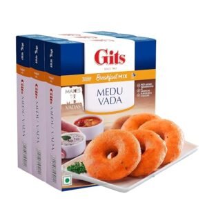 Gits Instant Mix Box - 600gm (Pack of 3 x 200gm) | Ready to Cook Indian Breakfast/Lunch/Dinner/Snack Meal | No Artificial Colors, Flavors, Preservatives, 100% Vegetarian, Easy Recipe (Medu Vada)